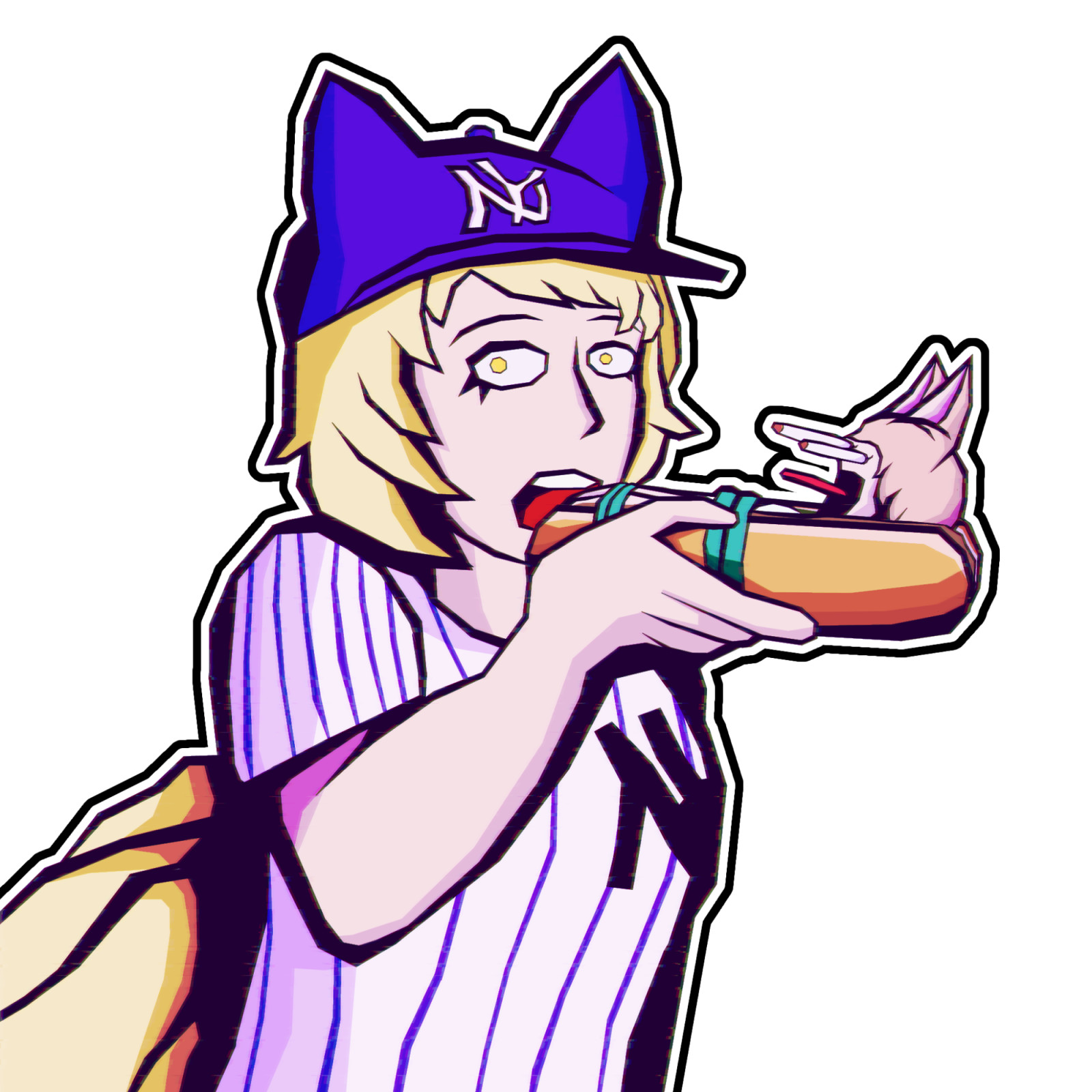 Ran Yakumo with her mouth open about to eat a "hotdog with relish."  The "hotdog is actually Tsukasa Kudamaki, in a hotdog bun, and tied down to it.  Tsukasa also has the goofy ass scream look where her eyes are cartoonishly popped out as well as her tongue.