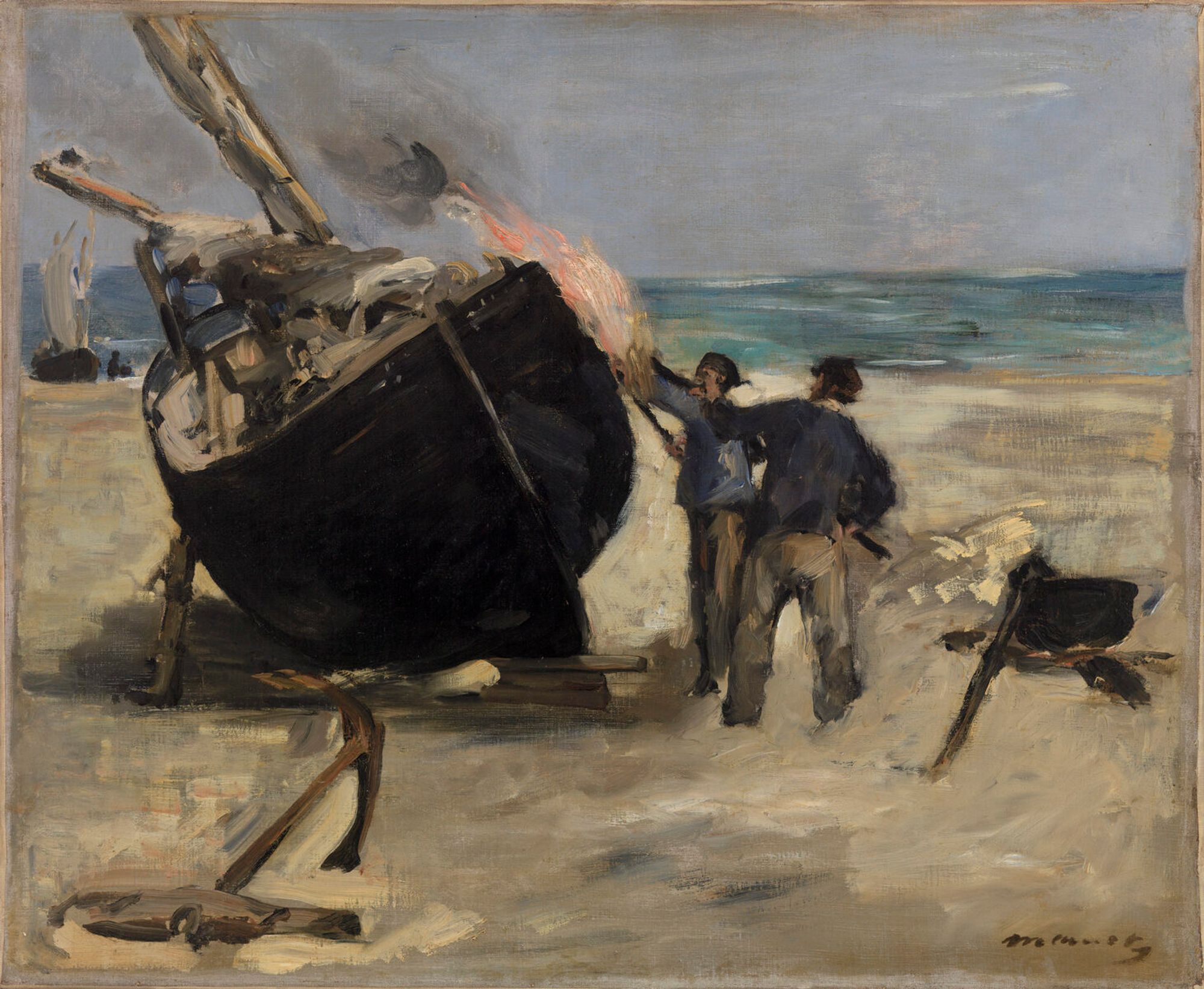 Barnes Foundation (Philadelphia), Collection Gallery, Room 06, West Wall\n<P>In 1873, Edouard Manet and his family visited Berck-sur-Mer, a quiet fishing village on the Channel coast well known for its restorative hydrotherapies. Without a port in which to shelter their boats, the fishermen of Berck beached their flat-bottomed vessels on the nine-mile stretch of coast that extended to Le Touquet.</P><P>Judith Dolkart,&nbsp;<EM>The Barnes Foundation: Masterworks</EM></P>