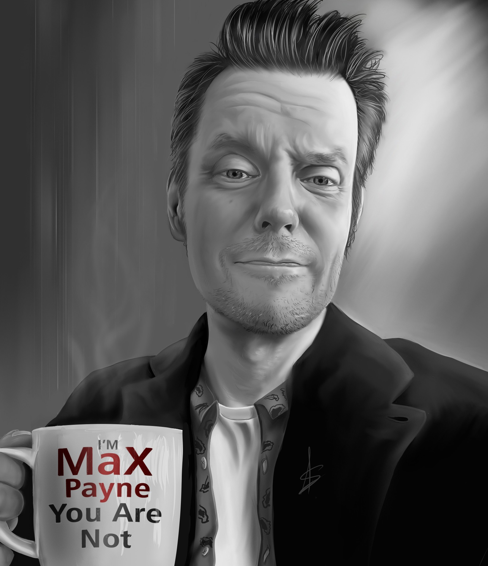 Digital art of Sam lake as Max Payne