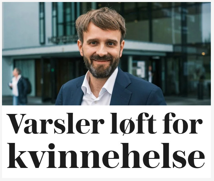 "Varsler løft for kvinnehelse" med noe uheldig bilde helse- og omsorgsminister av Jan Christian Vestre.