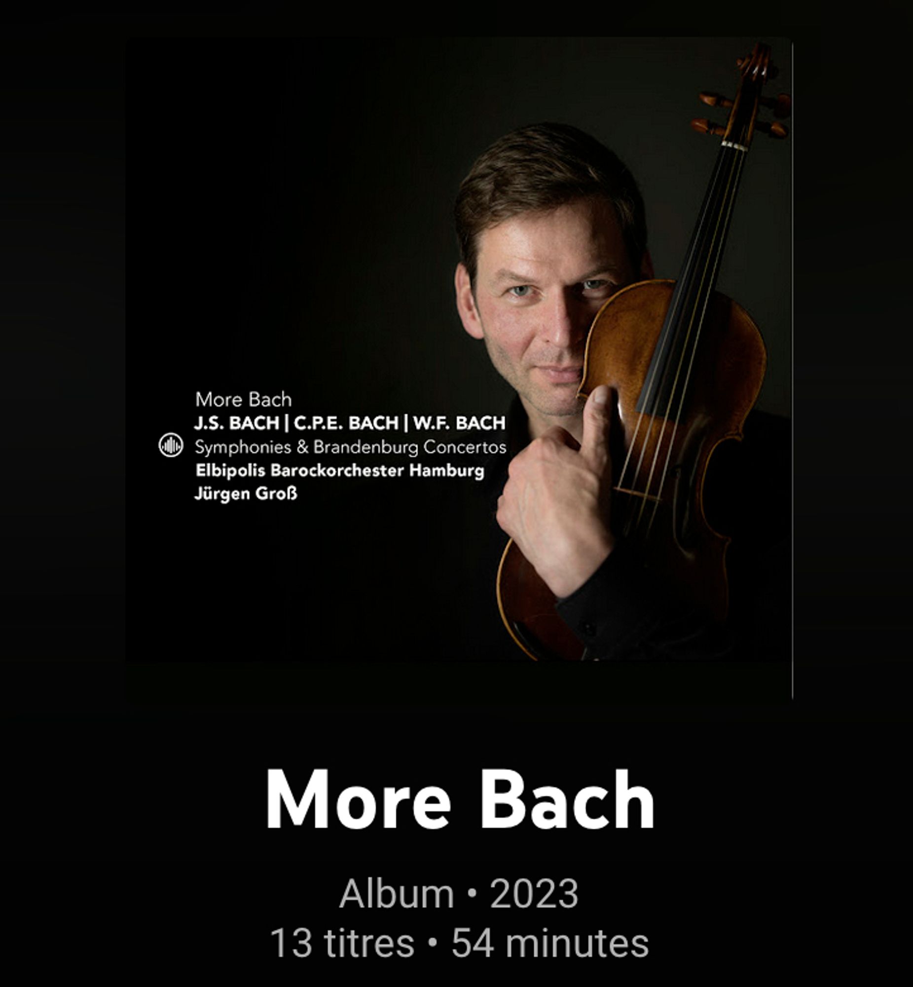 Pochette d'un disque de classique dont le titre est "More Bach"