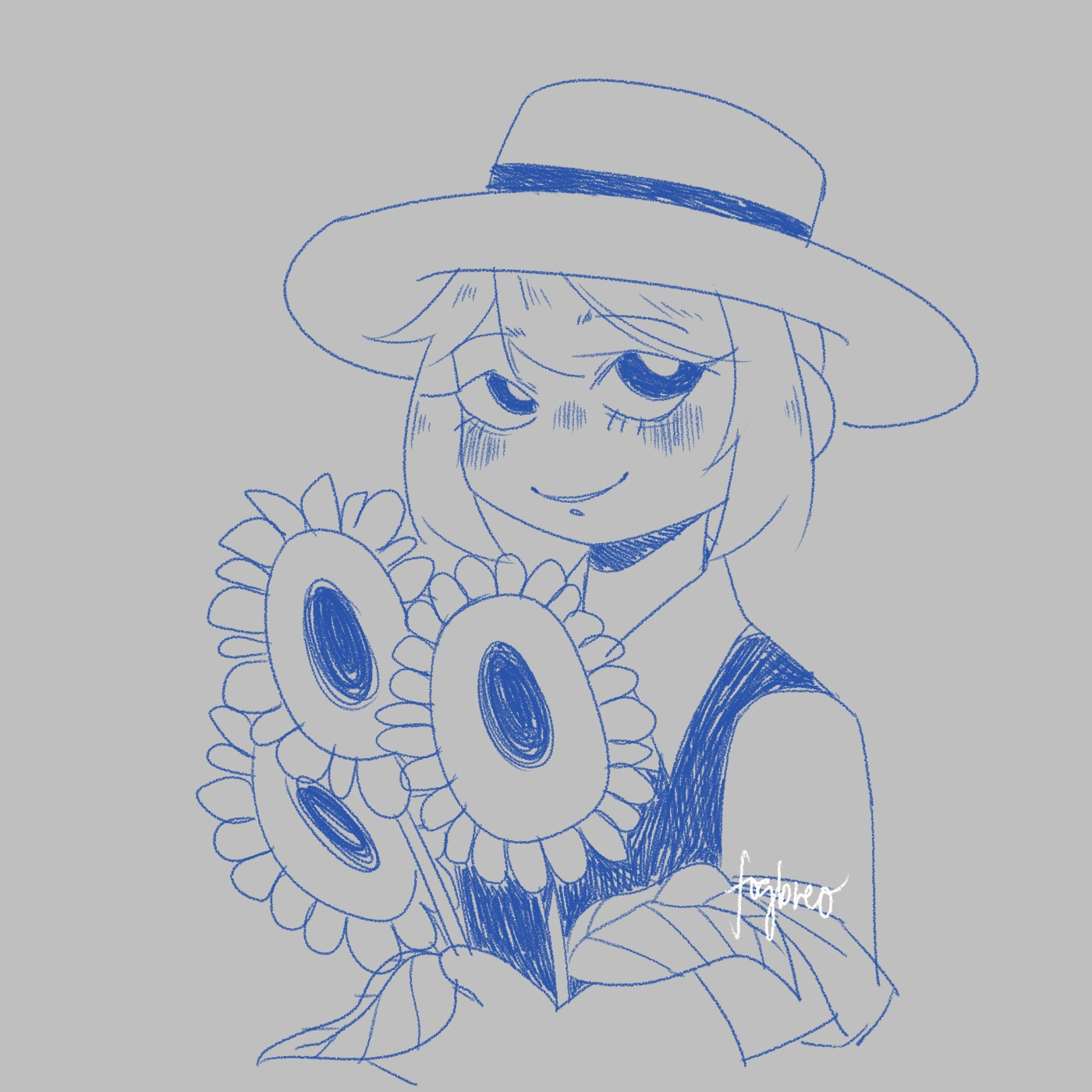 the gardener emma from identity v smiling and holding sunflowers