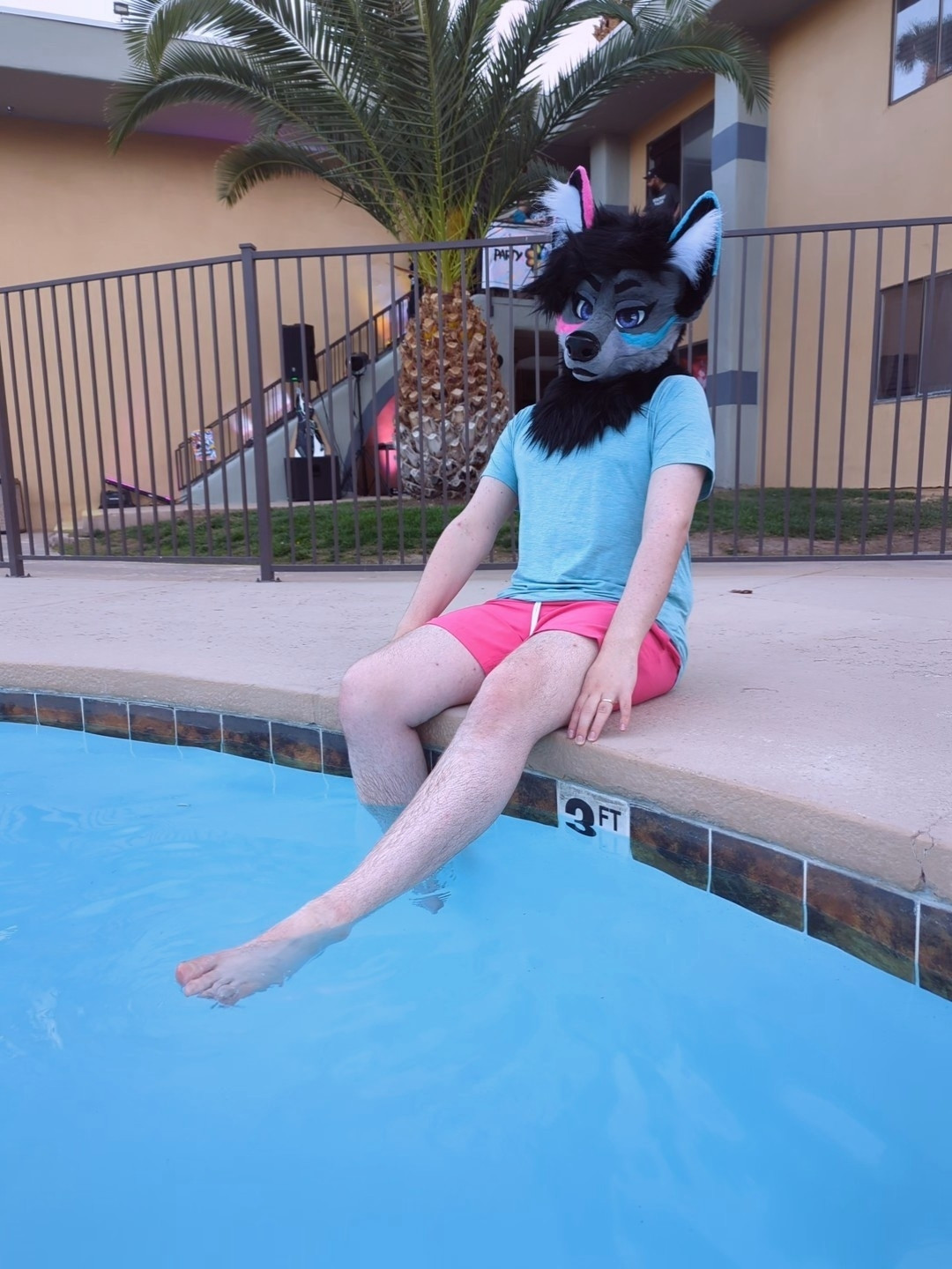 Me in fursuit lounging by the pool part 2 I'm so cute and adorable and loveable, trust me