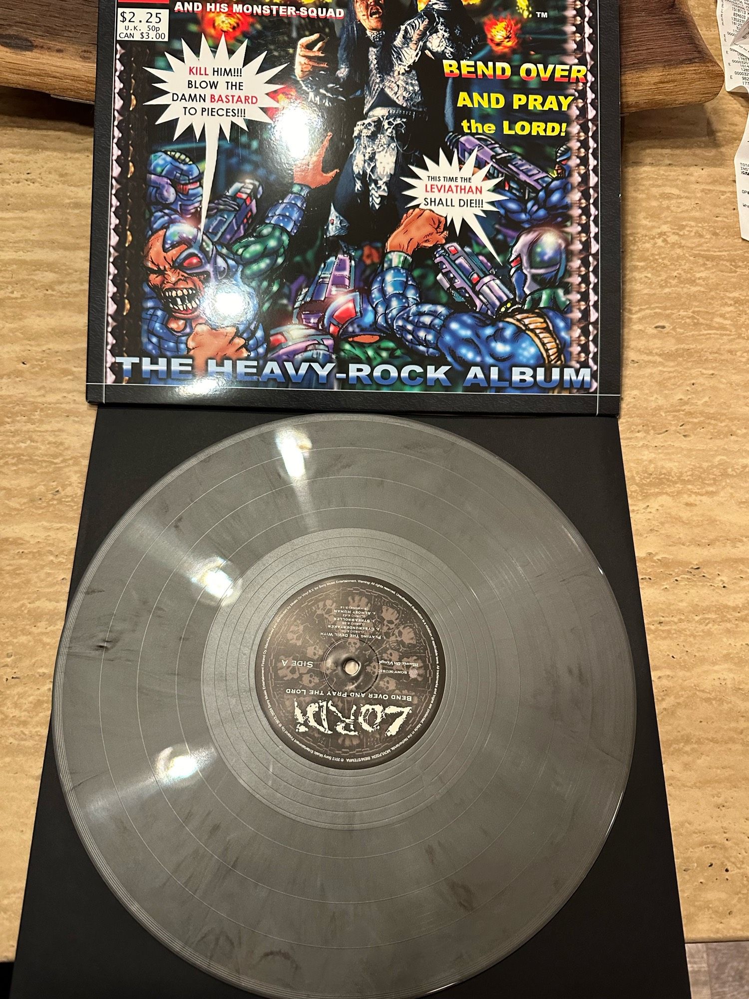 Lordi RSD24 release: Bend Over and Pray the Lord in marbled gray vinyl, this is their very first recorded album, very rare to find and somehow they put it out in vinyl, it’s prior to their first official album “Get Heavy”