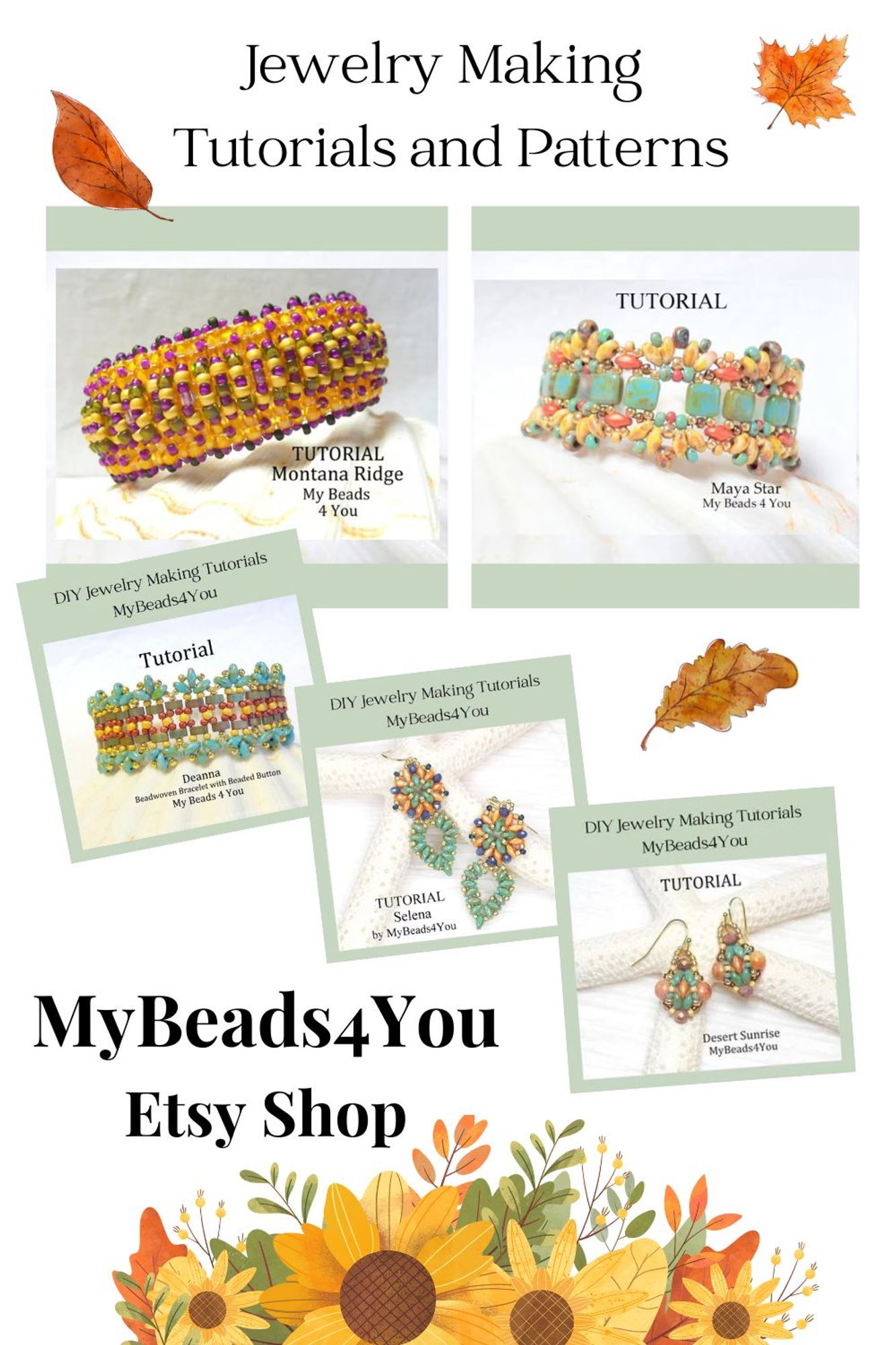 beading patterns and tutorials by My Beads 4 You Etsy Shop.
Make your own jewelry with easy to follow beading instructions