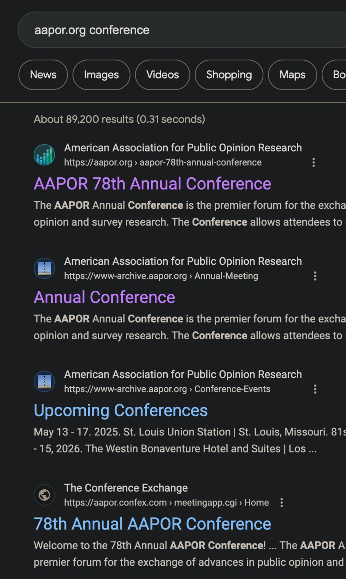 search results for "aapor.org conference"