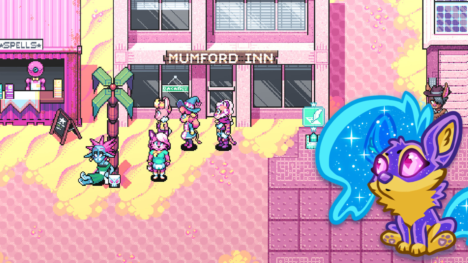 a screenshot of SLARPG with my doggy pngtuber in the foreground