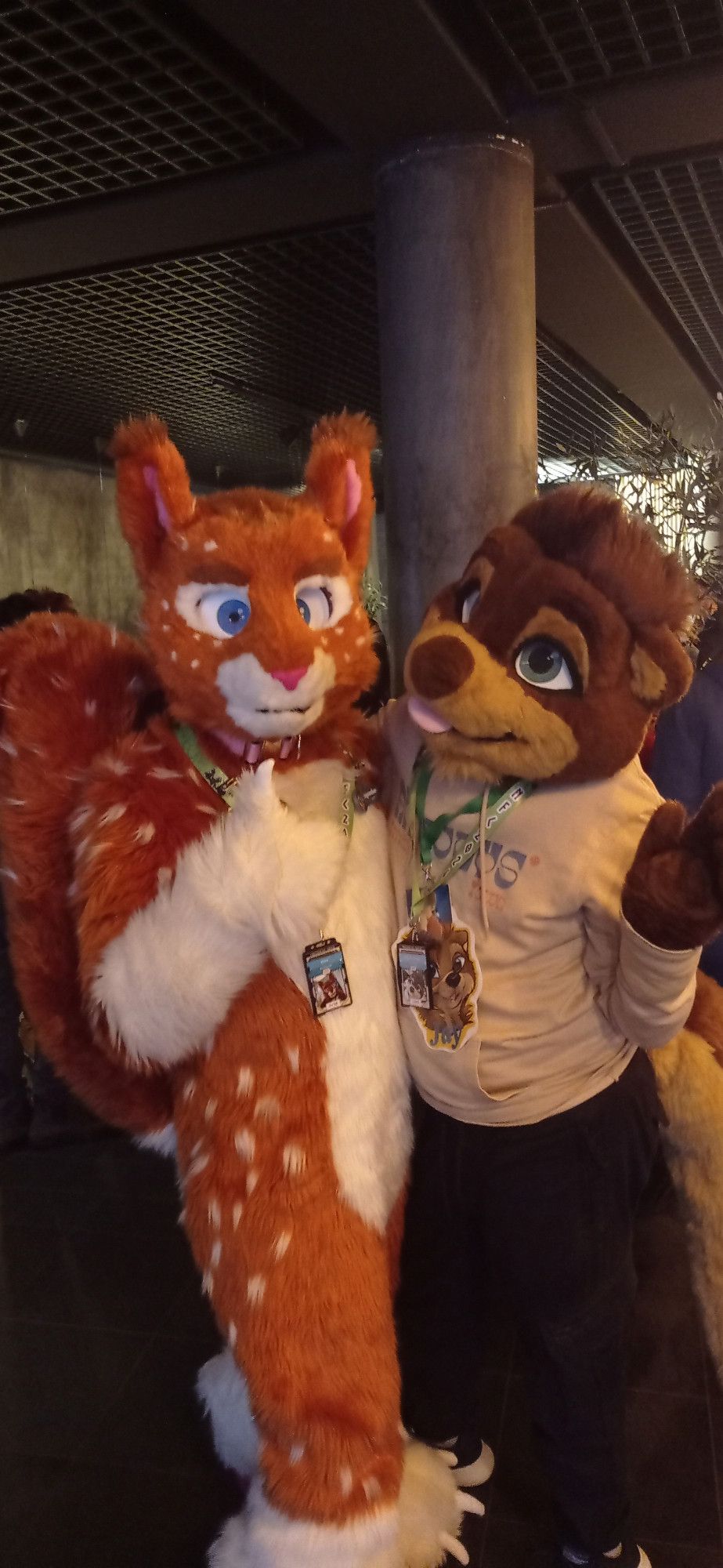 Picture of me and @jayottr.bsky.social both in fursuit.
Photo by Astia.