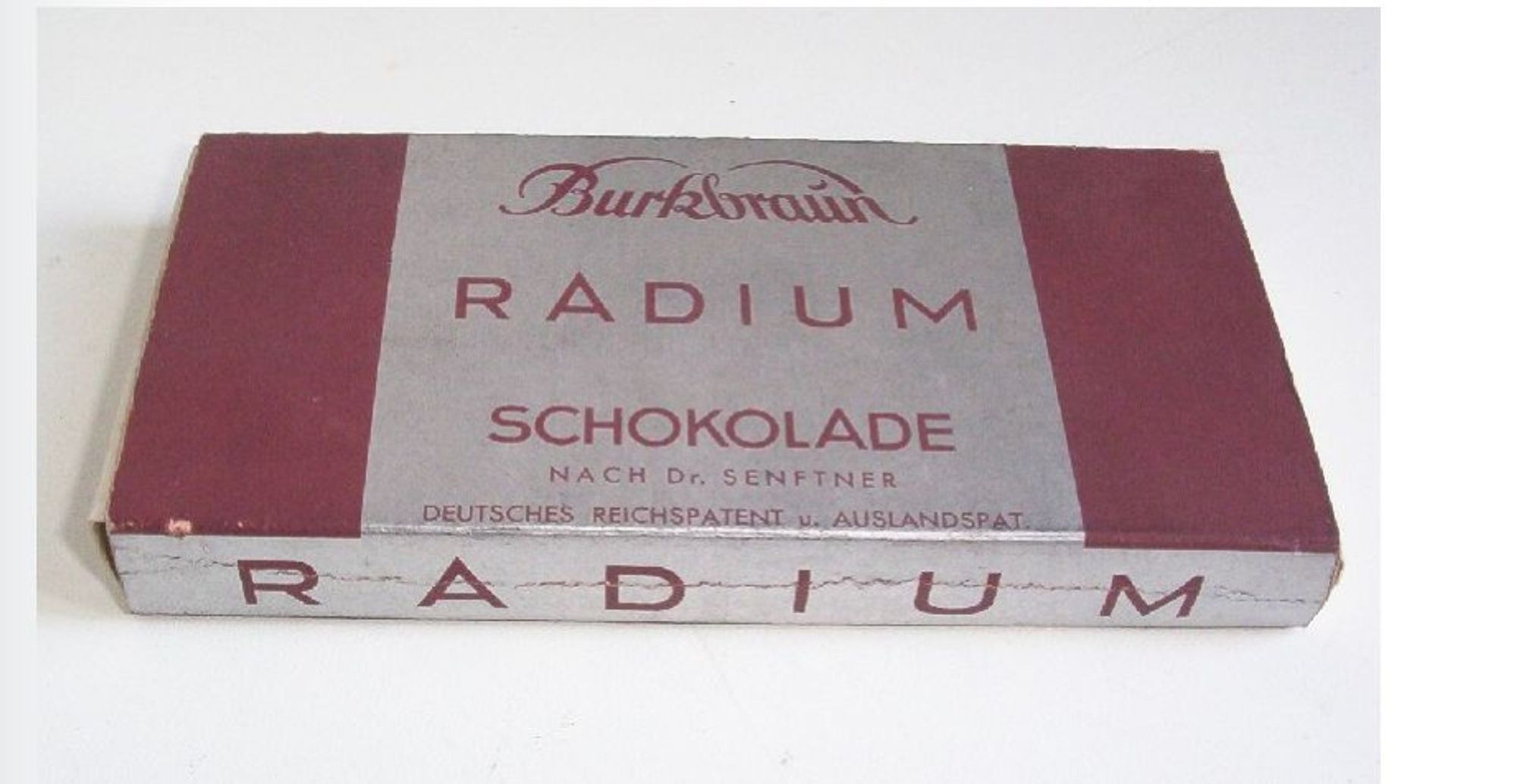 Packet of Radium Schokolade - burgundy and silver colour