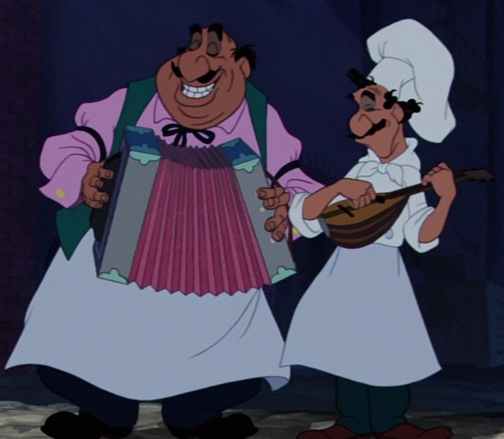 Tony and Joe, the Italian restaurant owners who played "Bella Notte" in Lady and the Tramp.