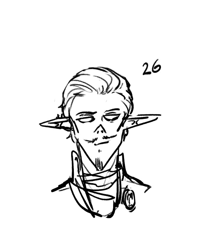 sketch of keel aged 26, hair slicked back, dressed fancy