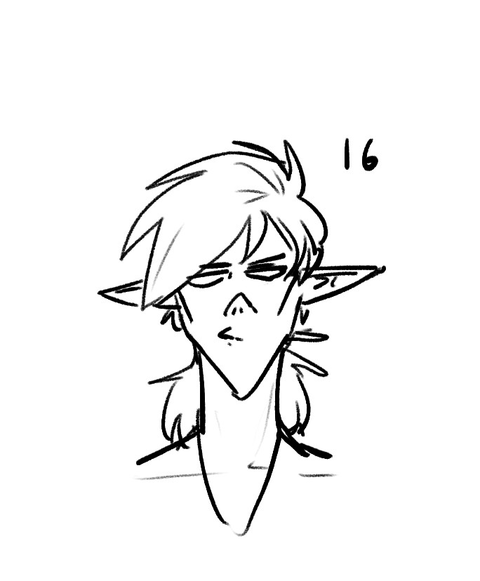 sketch of keel aged 16, ponytail, snarky