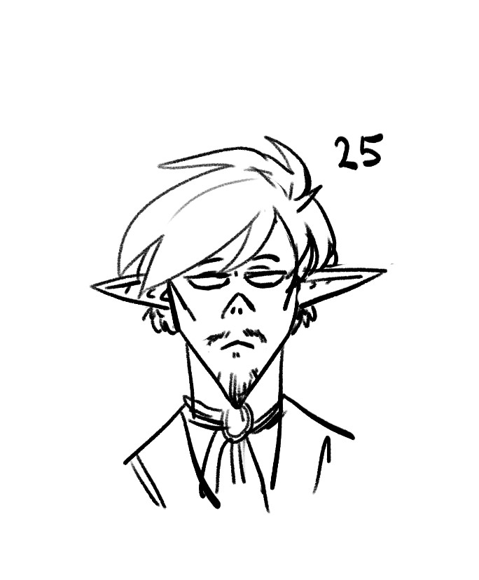 sketch of keel aged 25, not much different than present-day. neutral expression