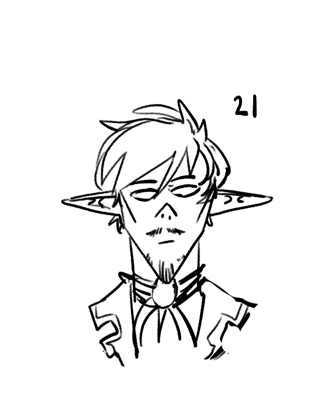 sketch of keel aged 21, neutral face, weird fashion choices