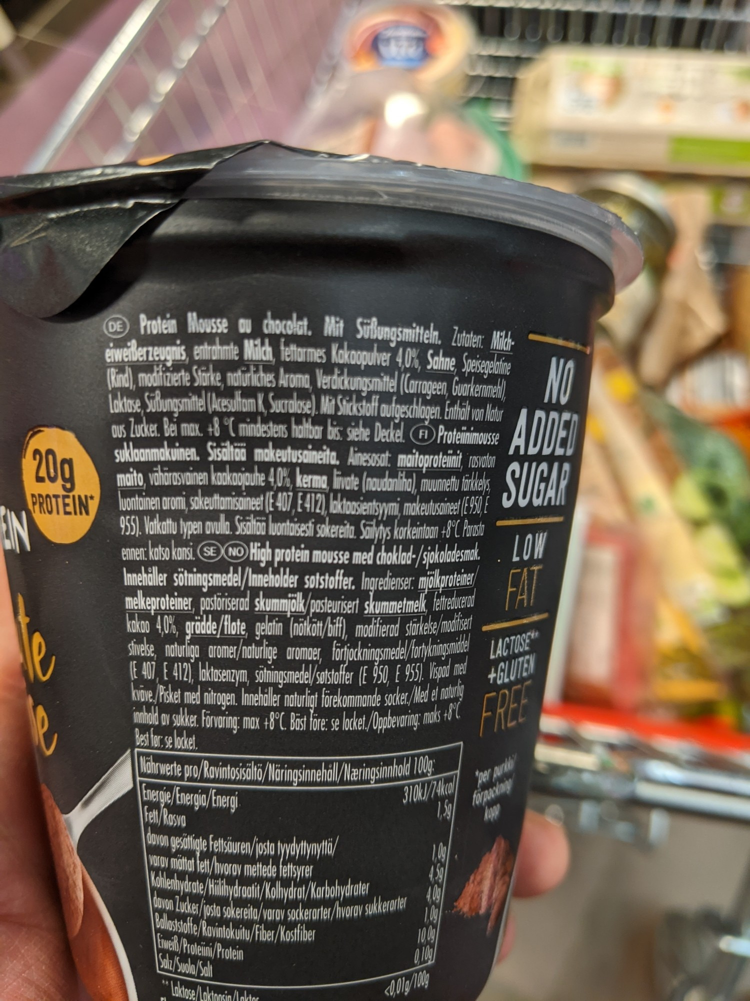 Label of ingredients on food packaging.