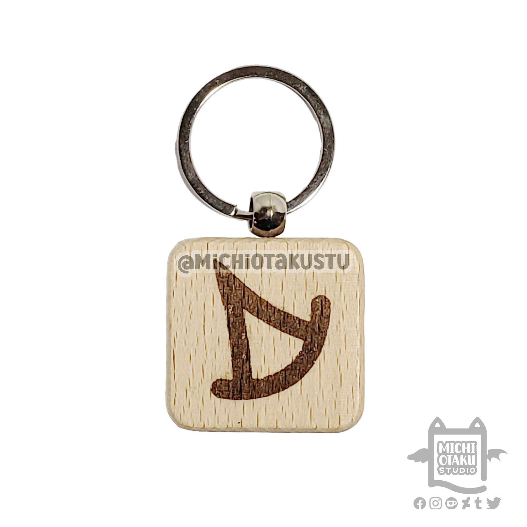 Custom engraved 4cmx4cm wood key tag of a Summoner icon from Final Fantasy XIV Online.