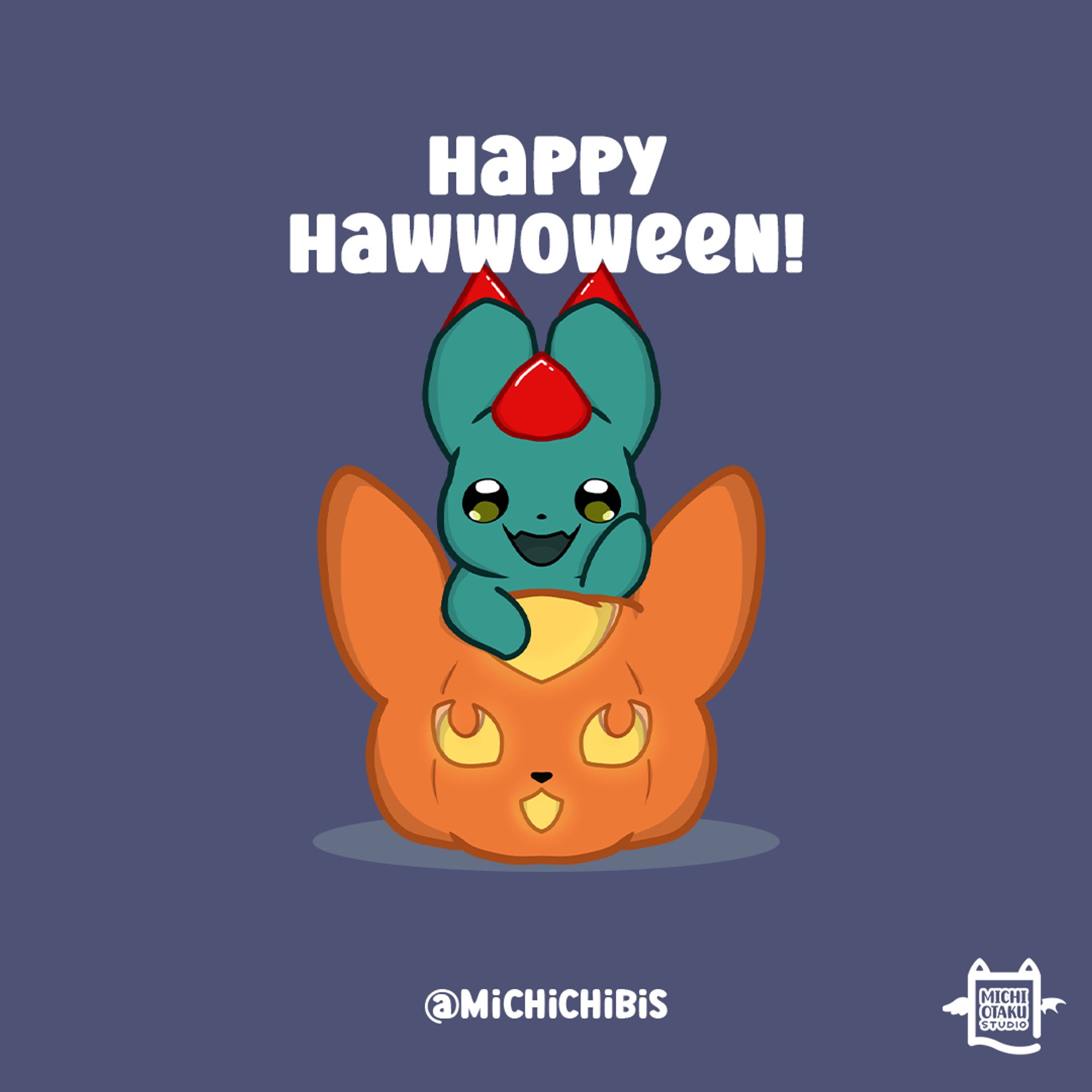 Proto Bean wishing everyone a "Happy Hawwoween!"