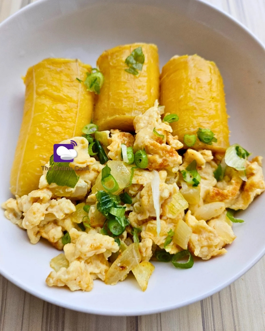 Plantain with scrambled eggs.