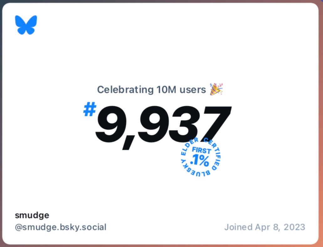 Bluesky badge showing the number of users when I joined