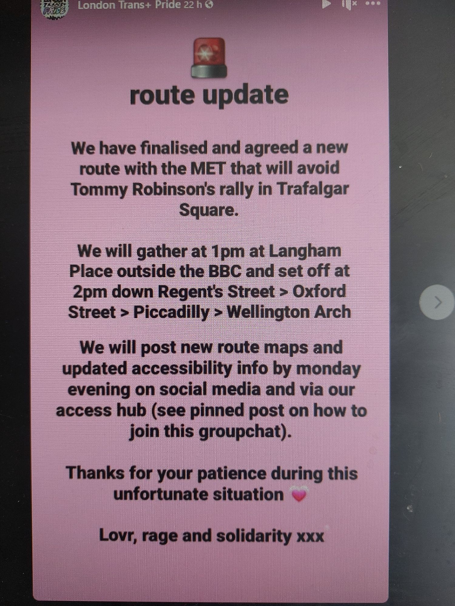 Trans pride route