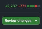 screenshot of a github diff counter showing +2,237 and -771