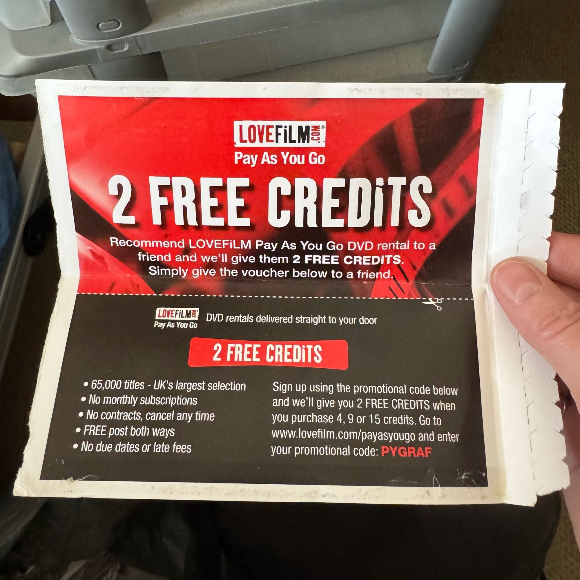 LoveFilm envelope for sending DVDs though the post. Which was a thing before streaming took over.