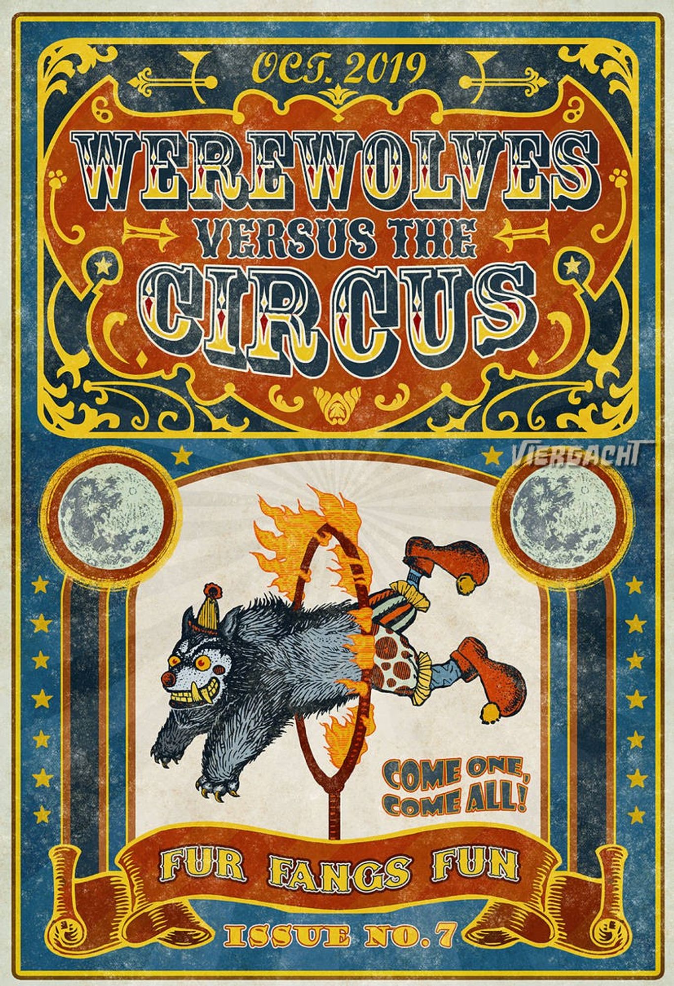 Cover for "Werewolves Vs the Circus" in the style of an old poster.