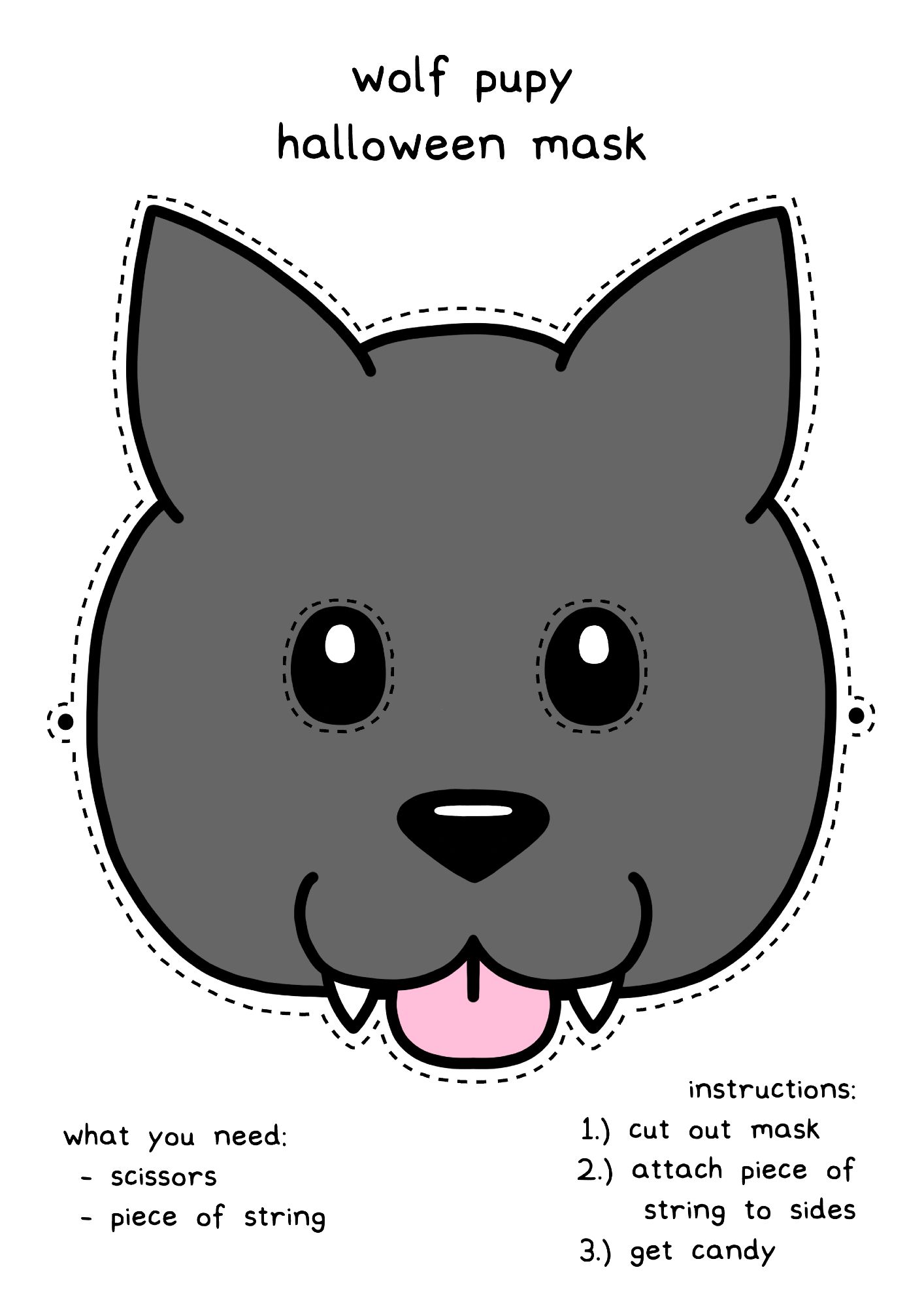 wolf pupy printable halloween mask with instructions