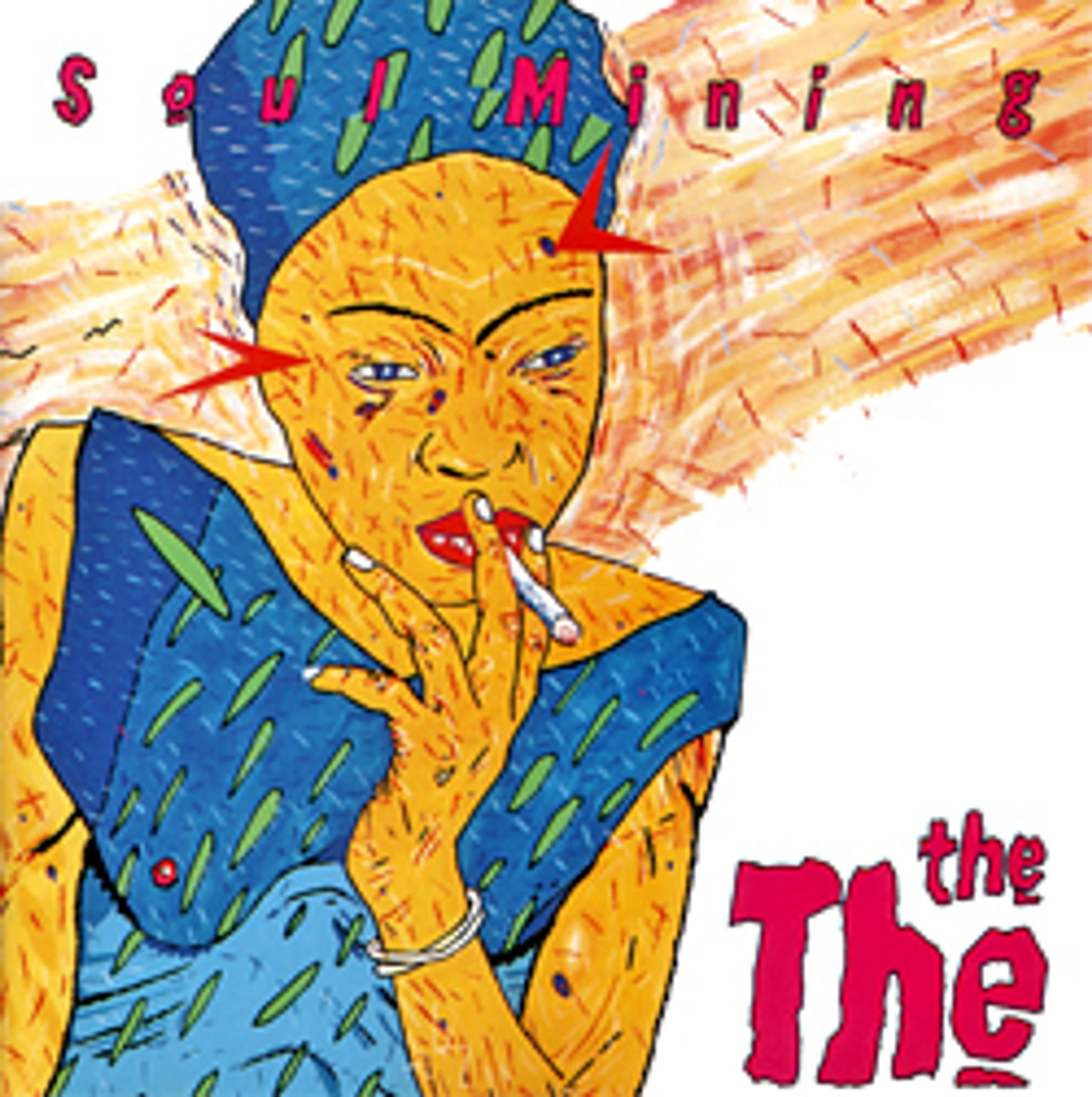 the album cover of soul mining by the The, an illustrated woman smoking a cigarette