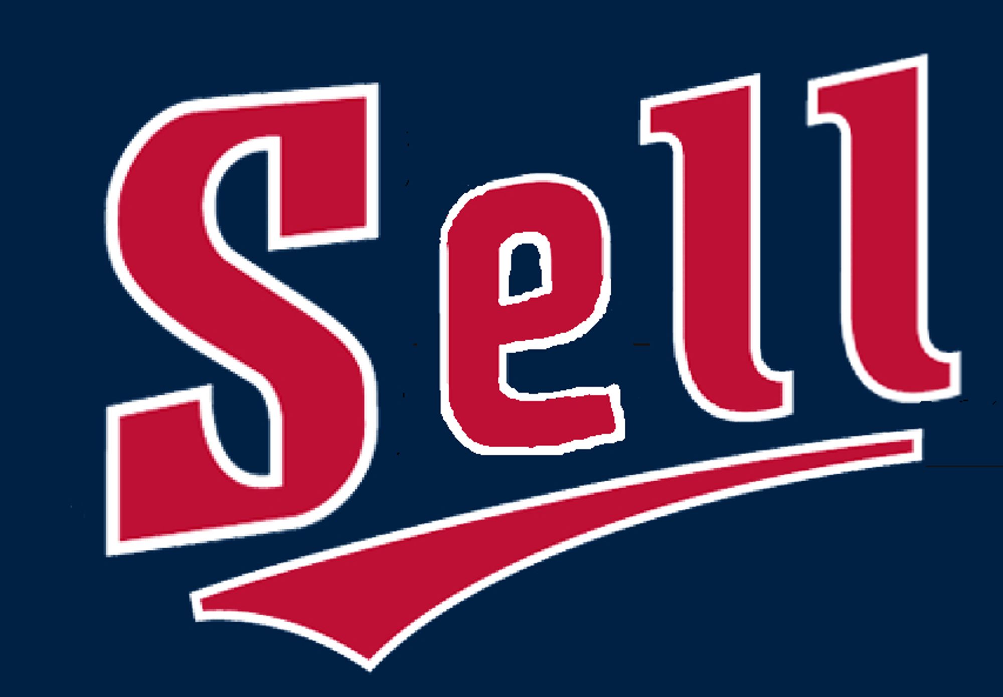 An underlined "sell" logo in Minnesota Twins font