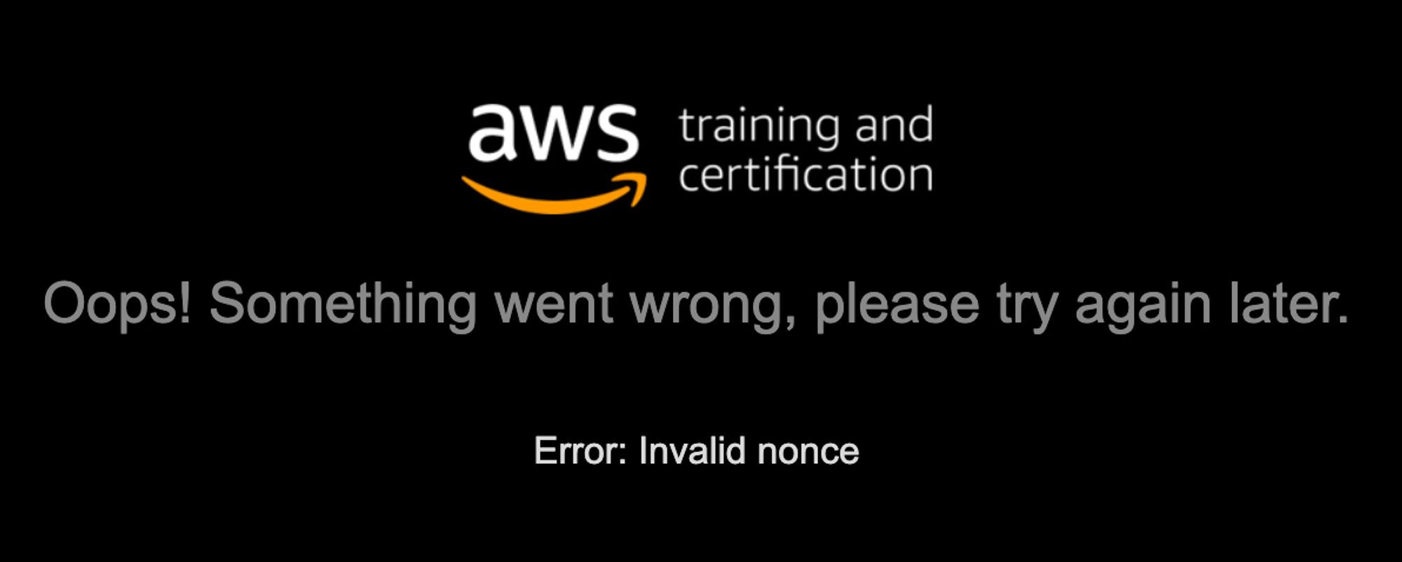 AWS error message: "Invalid nonce"