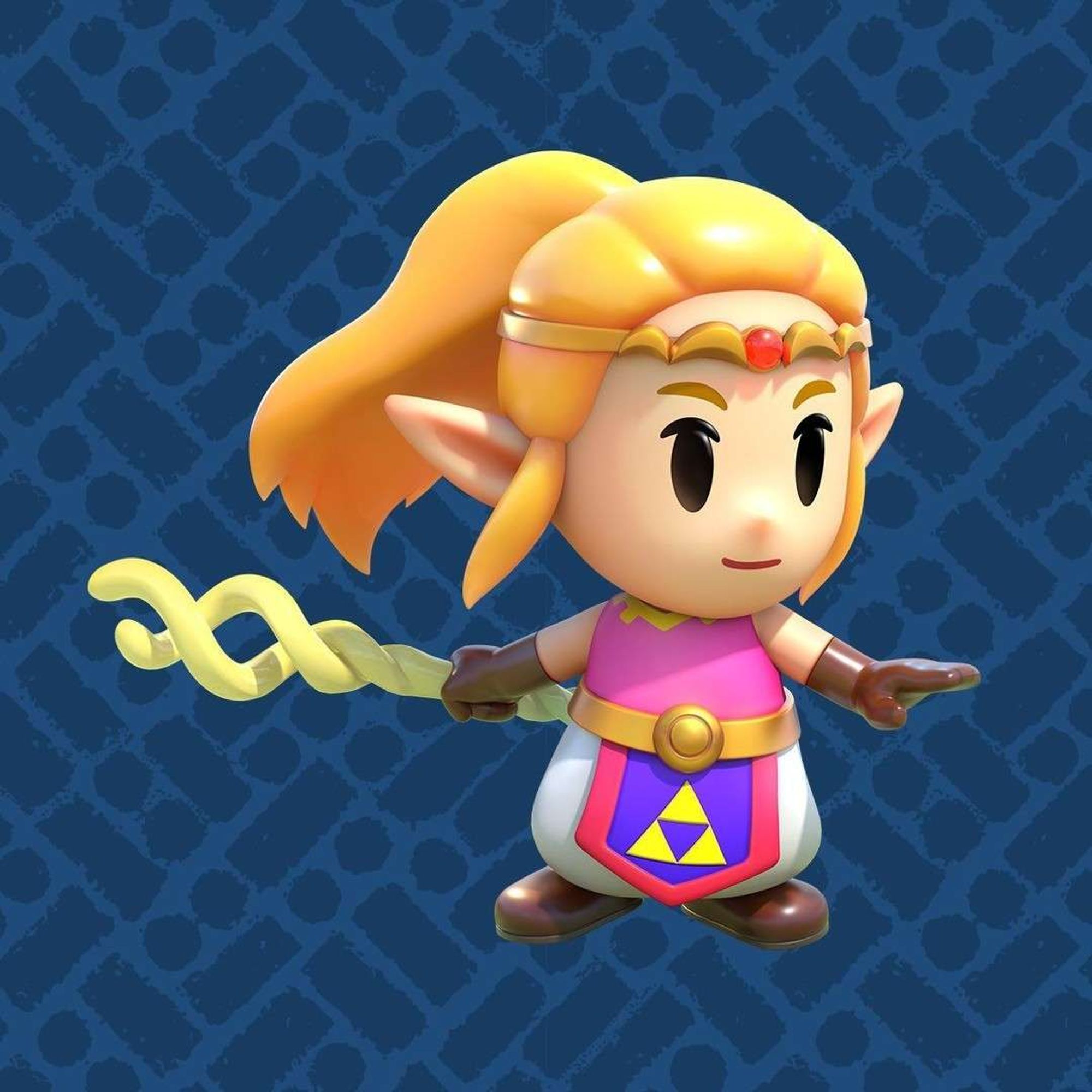 Artwork de Zelda en tenue de princesse et des gants en cuir.