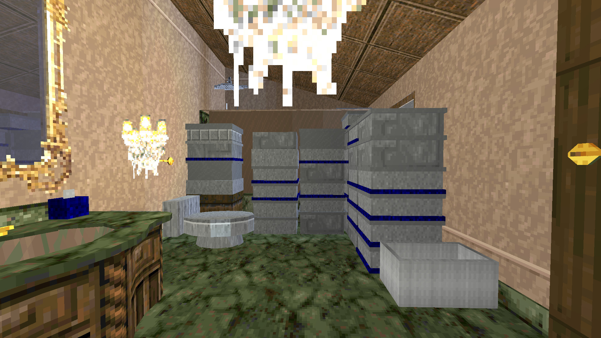 a bathroom made for GZDoom. the bathroom has boxes of documents and hidden crimes.