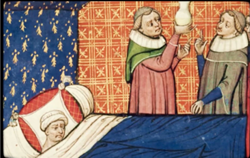 medieval painting where a guy looks like he's a pillow