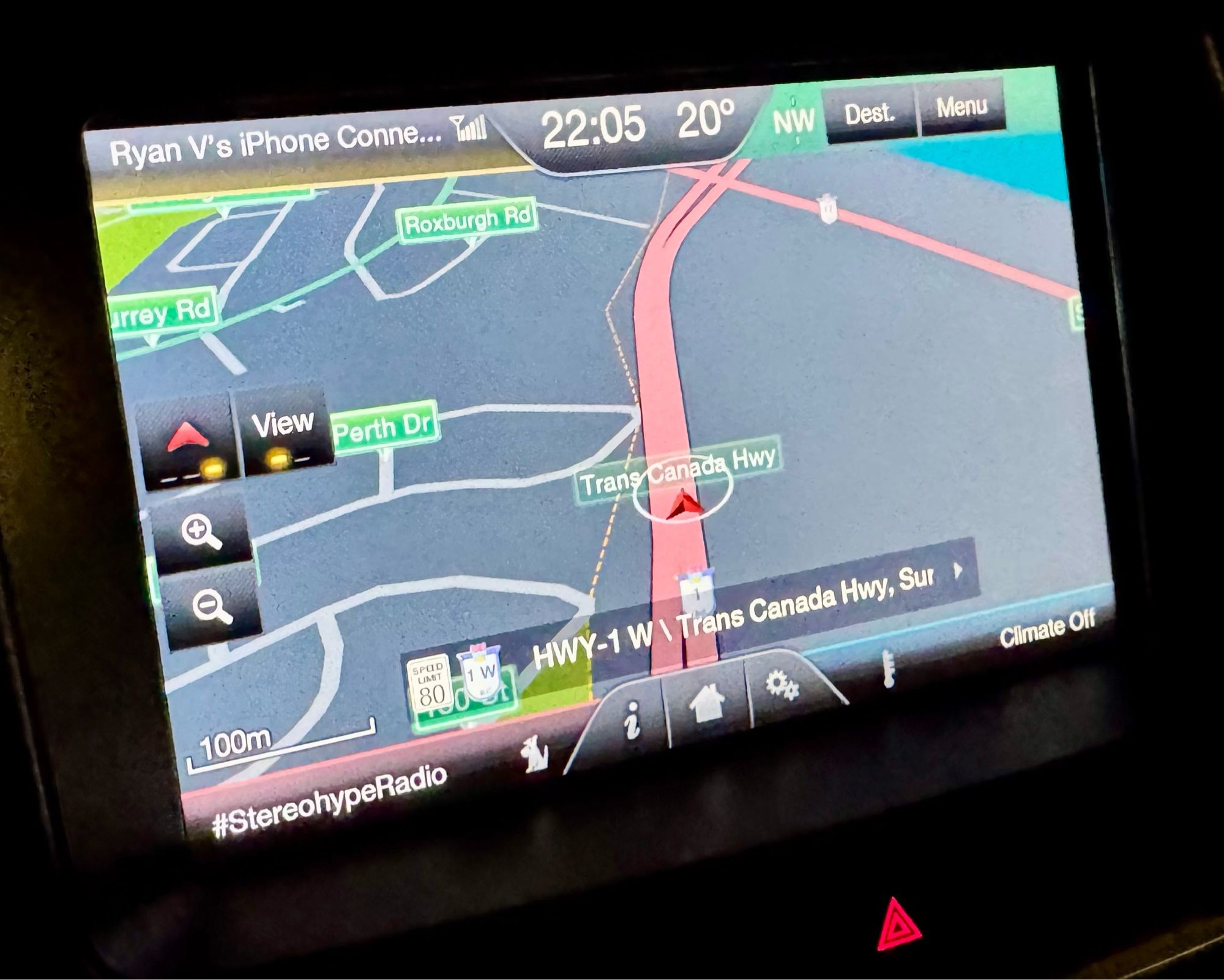 Vehicle map showing the temperature of 20°C after 10pm on 24 Sep 2024