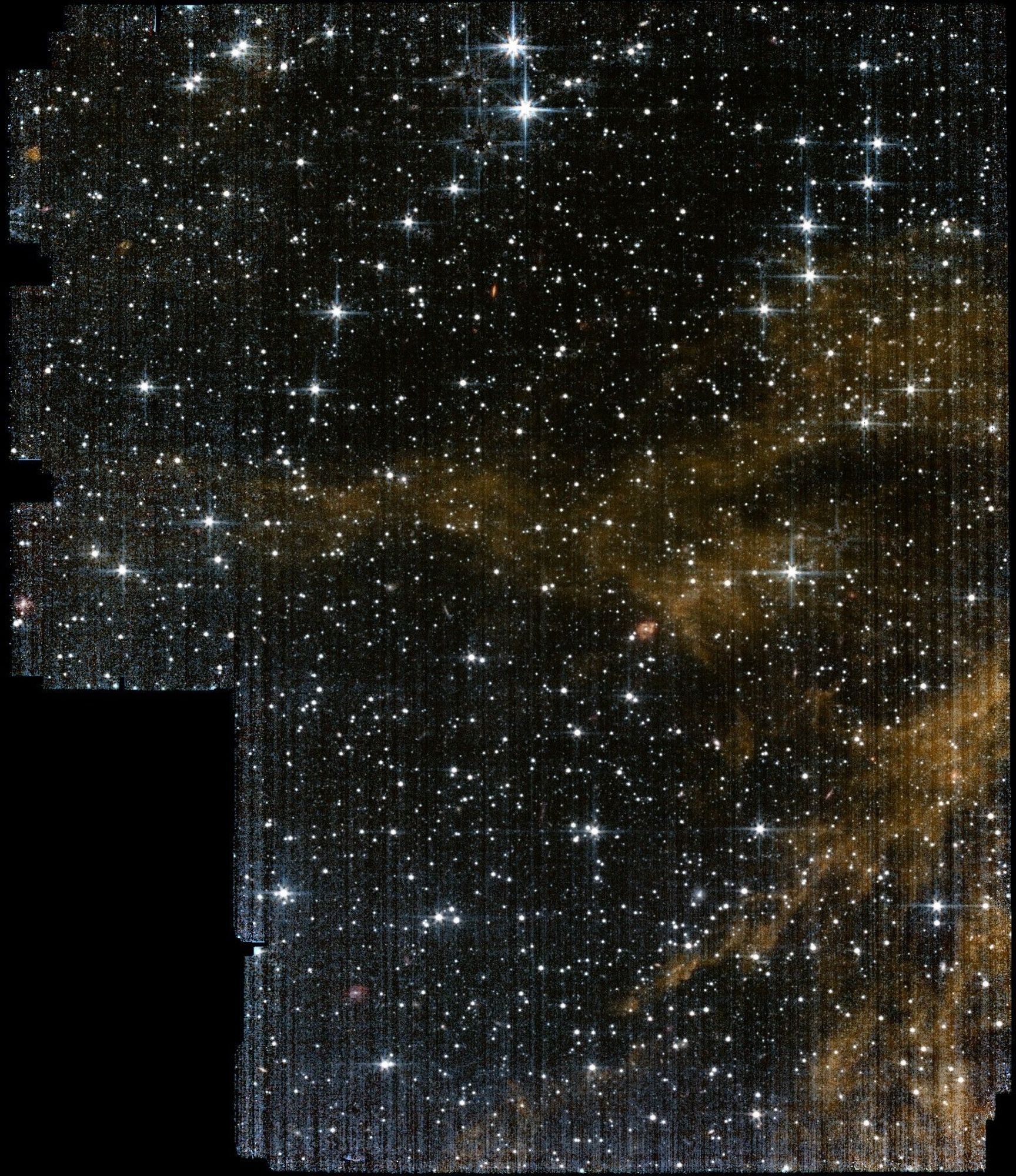 A deep-field image of the Large Magellanic Cloud (LMC) captured by the James Webb Space Telescope's Mid-Infrared Instrument (MIRI). The image showcases a vast cosmic landscape filled with countless stars, nebulae, and interstellar dust. The LMC, a satellite galaxy of our Milky Way, is a popular target for astronomical research due to its proximity and abundance of star-forming regions.