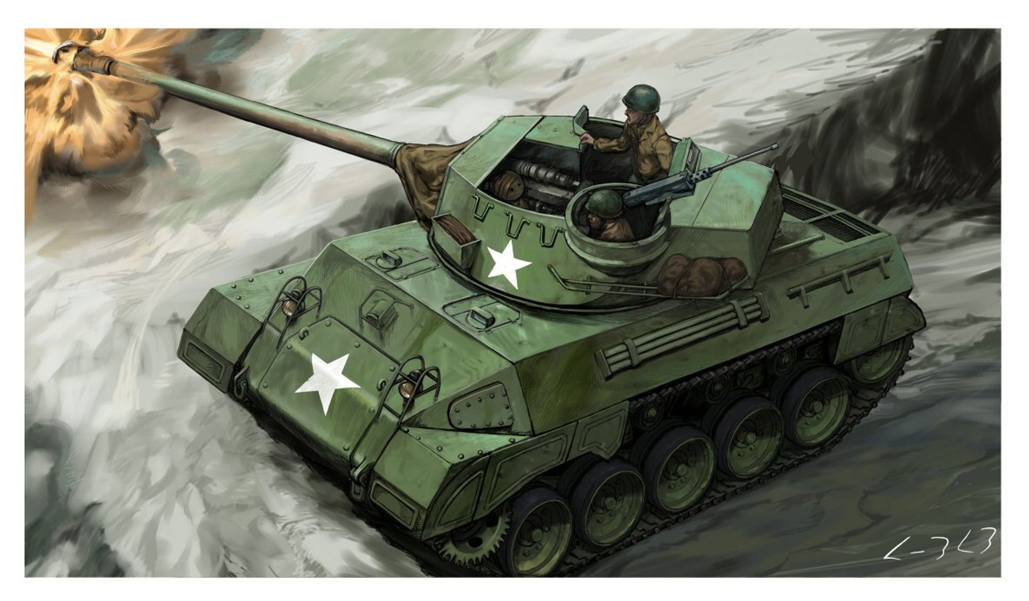 イラスト 戦車 GMC M18 Tank illustration