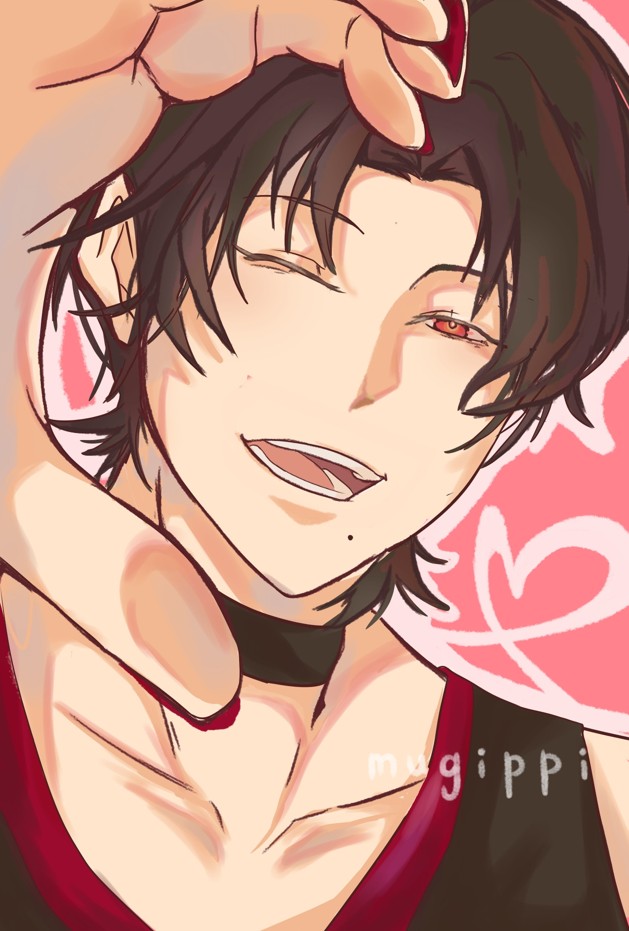 Kashuu Kiyomitsu forming a heart with his hand by mugippi