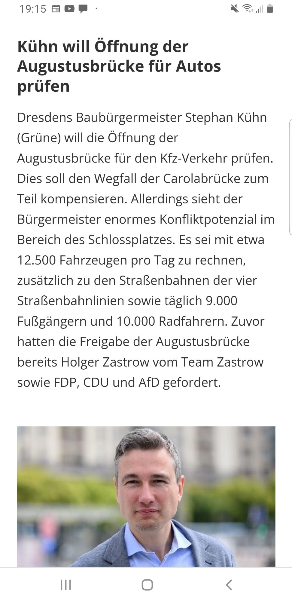 Artikel zur öffnug für Autofahrer auf der Augustusbrücke