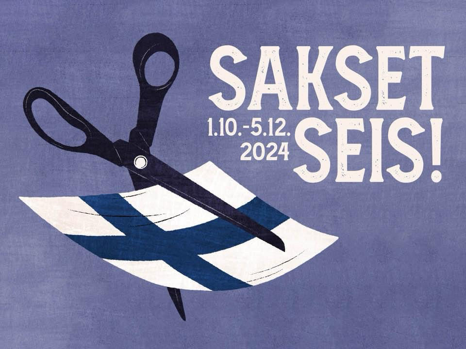 Sakset seis -adressin kuvitus