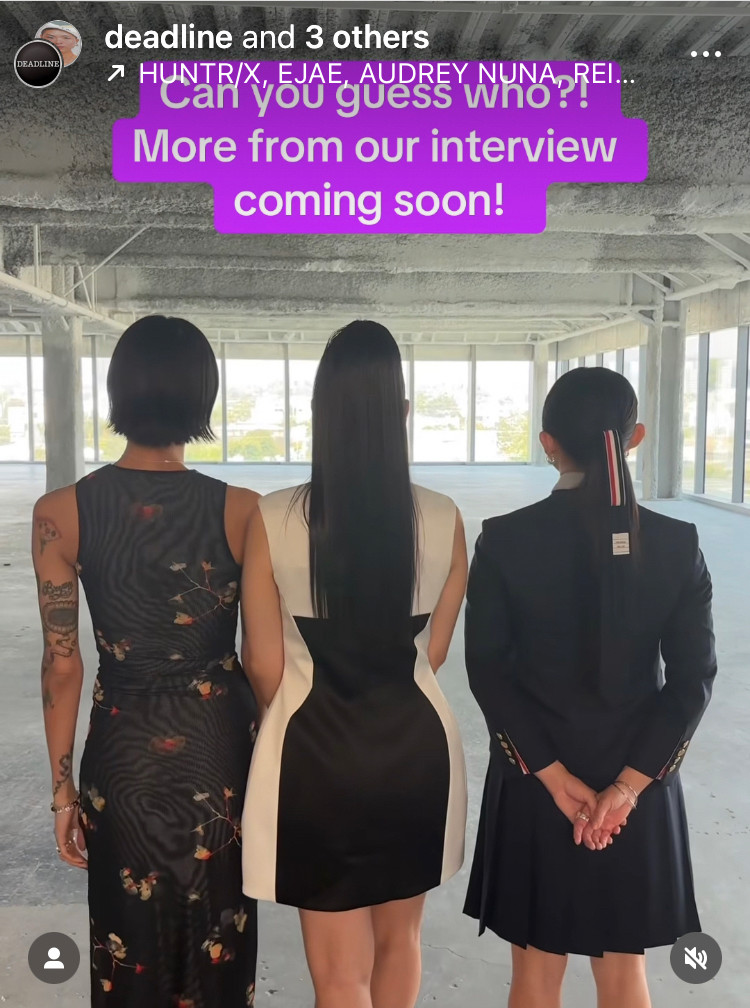 The @deadline account on instagram tease a full interview with May Hong, Arden Cho, and Ji-young Yoo who voice Mira, Rumi, and Zoey in “KPop Demon Hunters” 