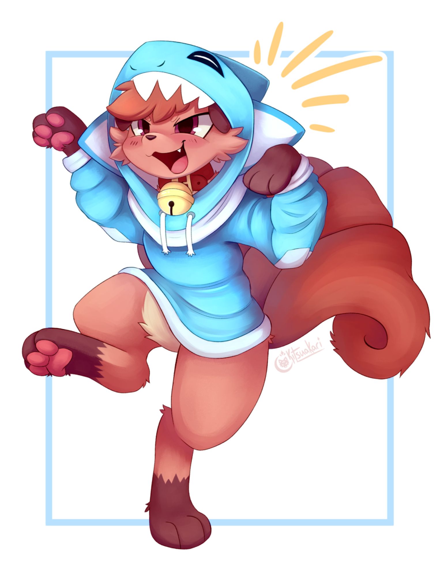 Vulpix in a shark hoodie