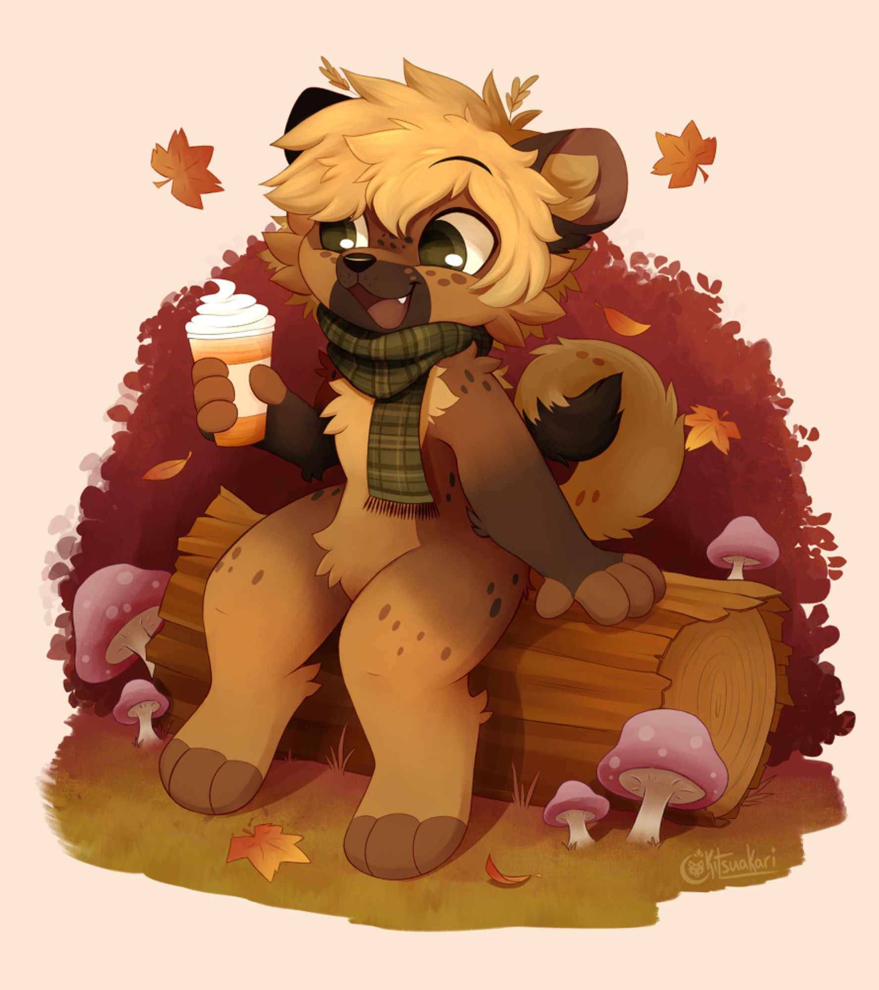 Jody enjoying a pumpkin spice drink