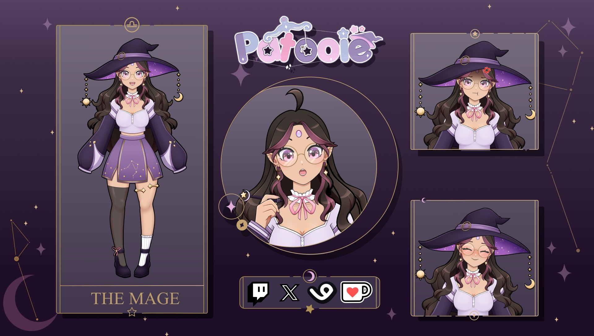 Patooie’s reference sheet of Pepper, her Vtuber!