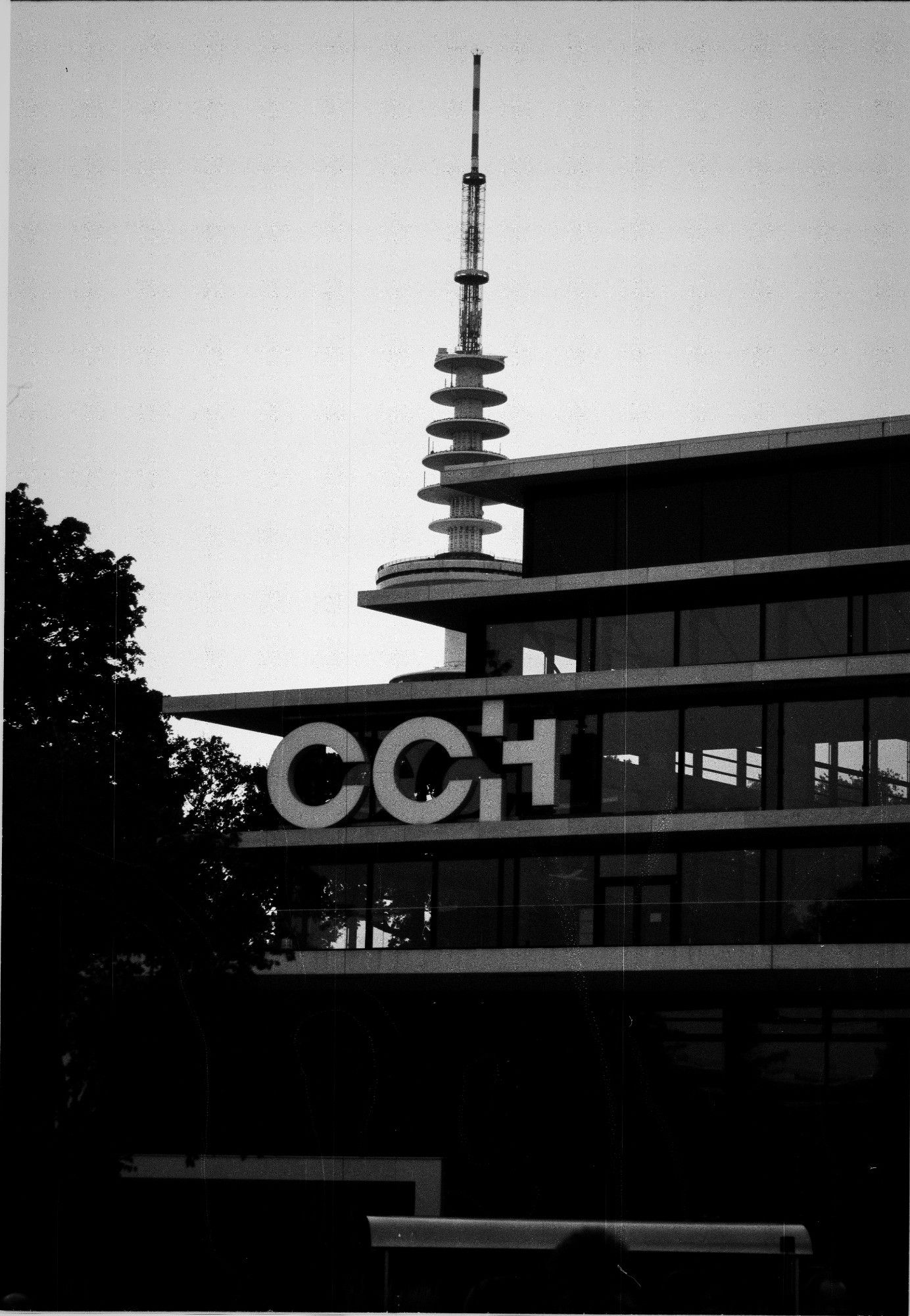 The CCH, better its sign. Hamburg's TV Tower in the background.