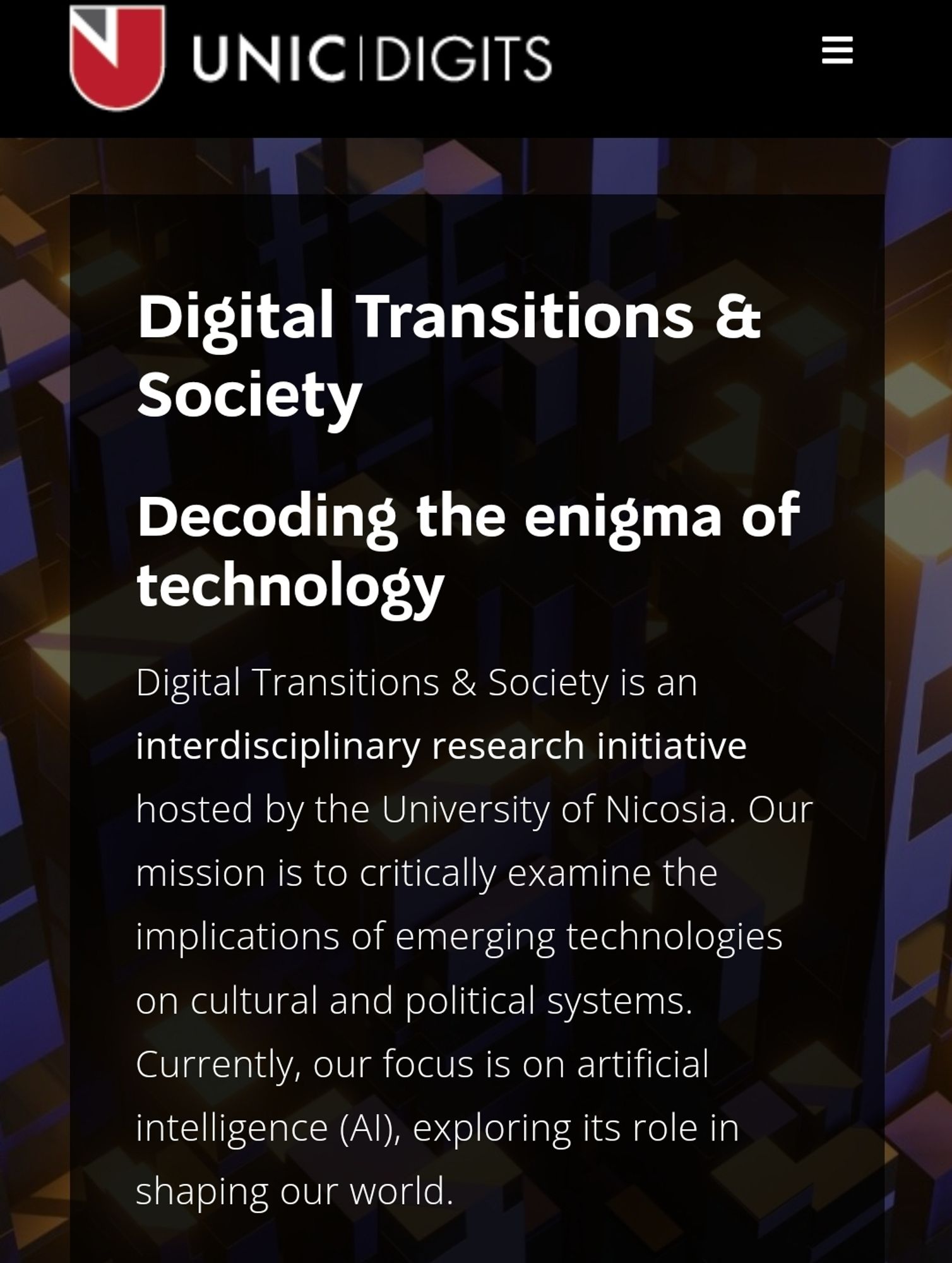 Digital Transitions & Society (DIGITS), University of Nicosia