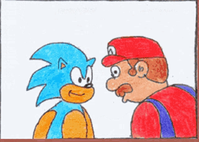 Mario and sonic kissing