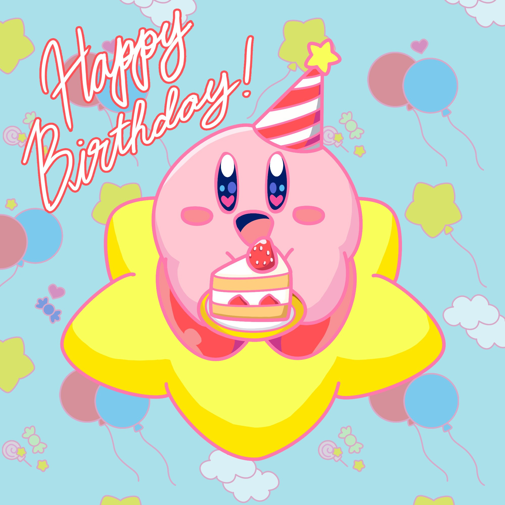 POYO! It’s finally done! Here is a drawing of best boy I did for @/cinderchoo ‘s birthday. #kirby #fanart