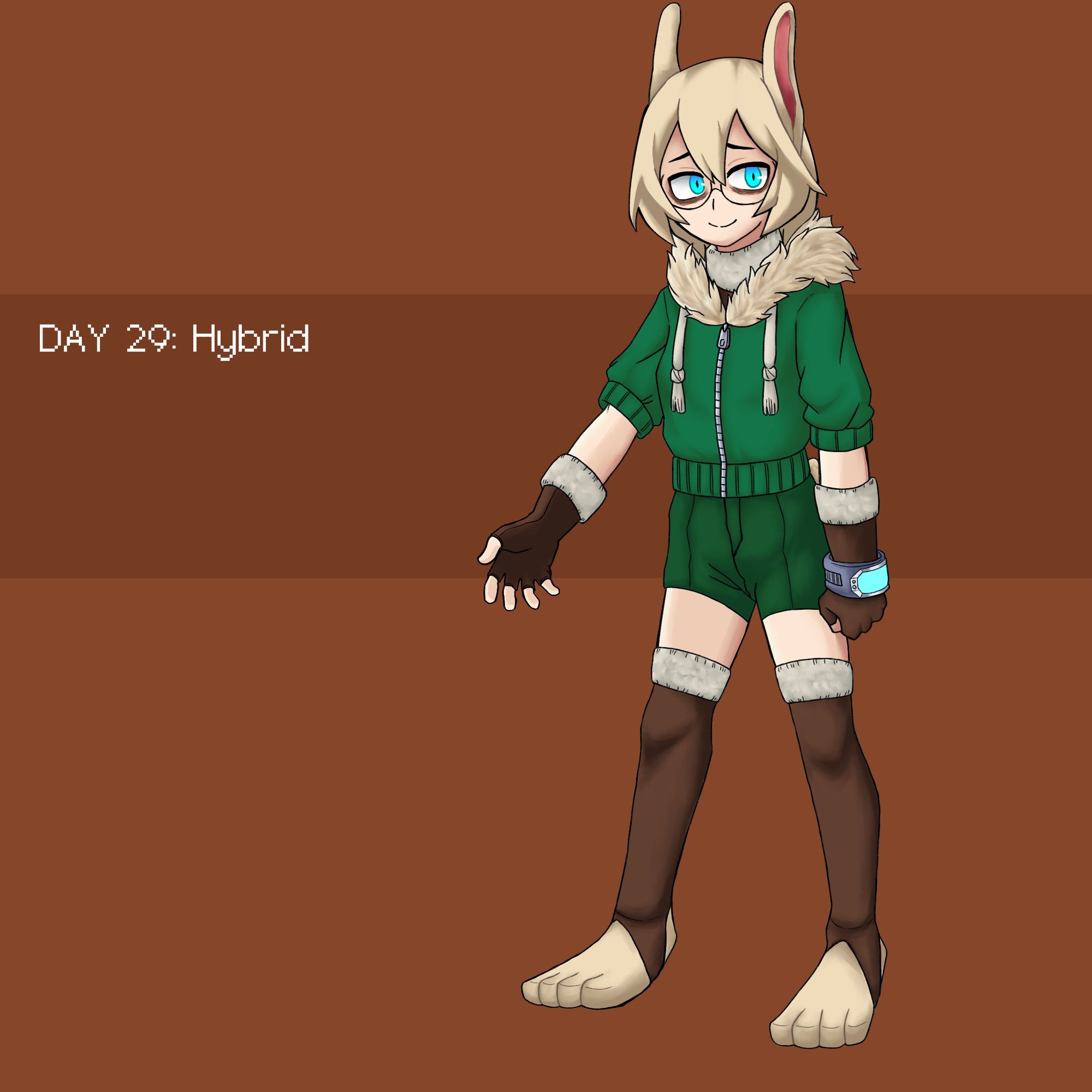 Day 29: Hybrid‬
‪I was heavily inspired by #mirko‘s design and just wanted an excuse to draw an animal person. It’s a little hard to tell, but she’s supposed to be part rabbit here. #rumiusagiyama #兎山ルミ