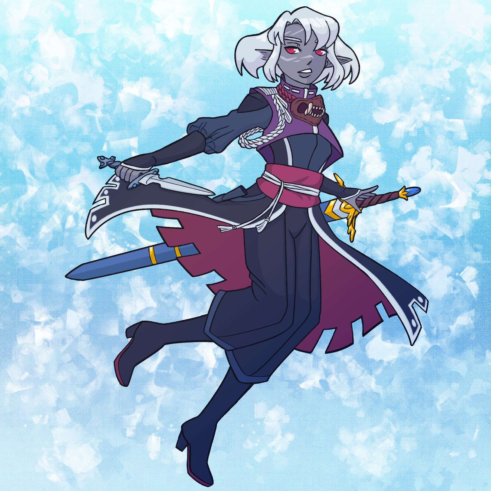 Saw @soottea ‘s alternative outfit design for their #drow #sorcerer and had to draw her for their birthday. This is their girl, Exalina! #dnd #originalcharacter